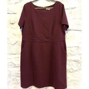 Loft Plus Burgundy Sheath Dress Career Office Knit w Pockets Size 18